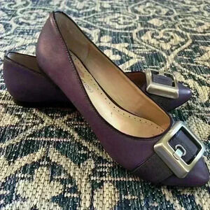 Adrienne Vittadini Blue buckle detail flat shoe Bernadine size 6